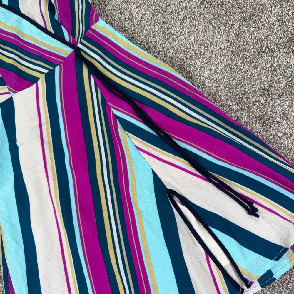 Monteau Los Angeles Striped Sleeveless Wrap Dress Multi Colored Womens Small‎ - Picture 4 of 11